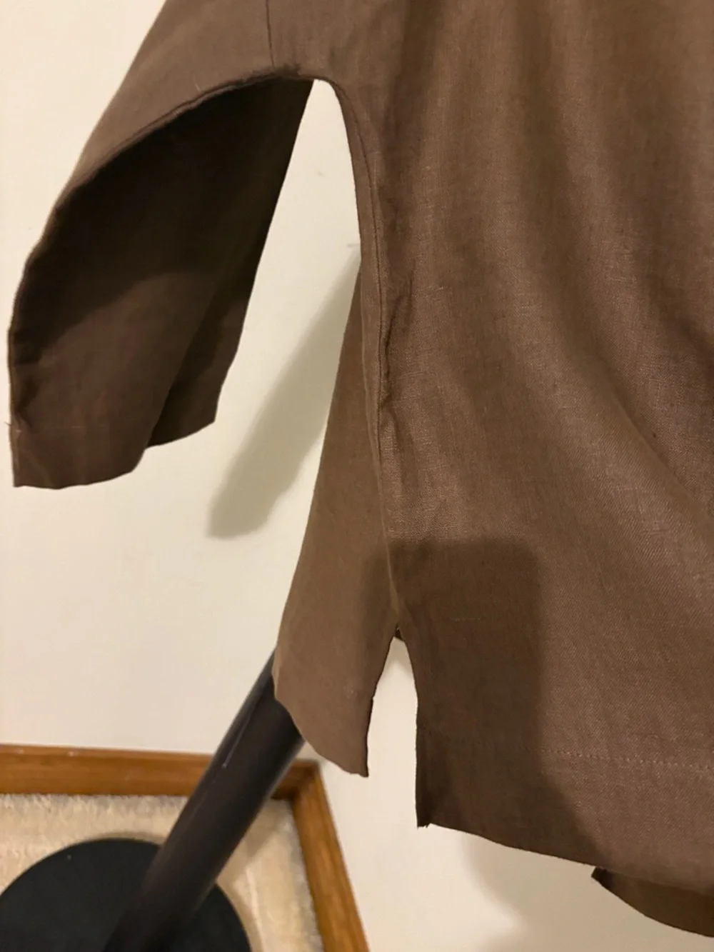 Zara Chestnut Brown Relaxed Boxy 100% linen Top - Picture 3 of 7